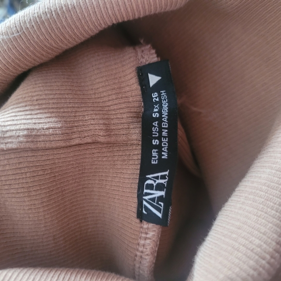 Zara Tan Cropped Turtleneck Top S - Picture 6 of 6